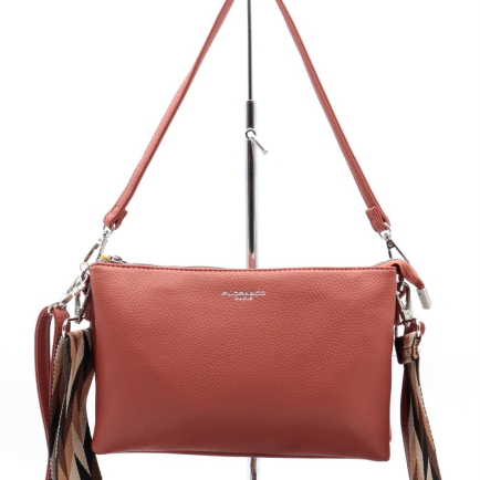 Sac trotteur simili-cuir grainé Flora&Co femme 3 compartiments 0924506 orange foncé