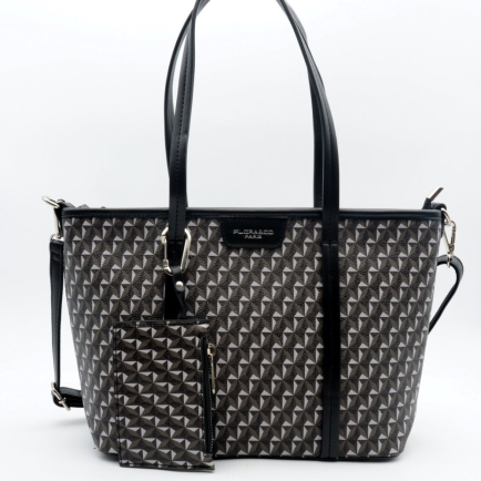 Cabas tote porté épaule Flora&Co simili-cuir texturé géométrique 0924512 noir