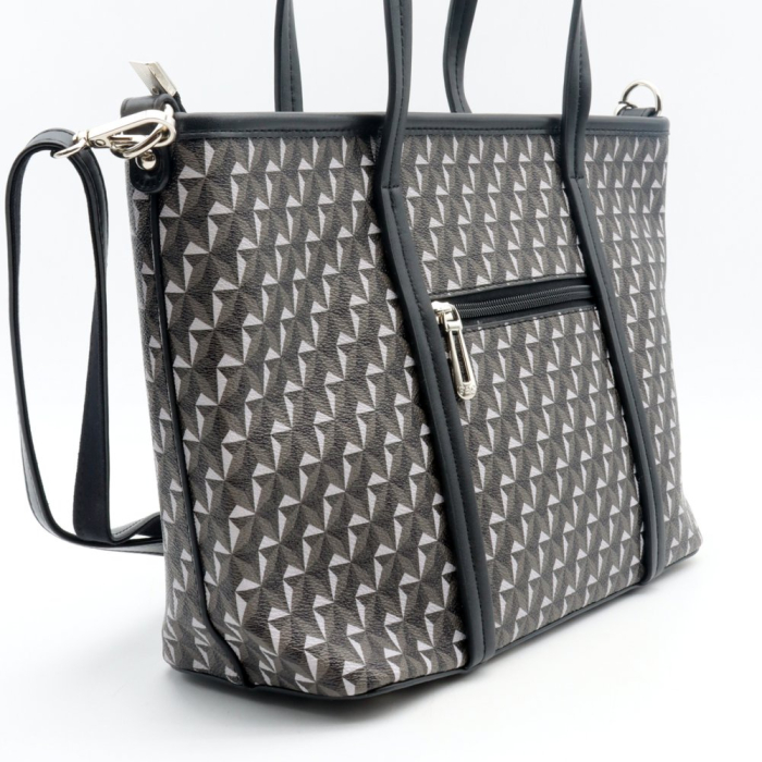 Cabas tote porté épaule Flora&Co simili-cuir texturé géométrique 0924512 noir