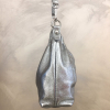 Sac porté épaule cuir véritable brillant haut plissé 0924513 argenté Sac porté épaule cuir véritable brillant haut plissé 0924513 argenté
