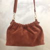 Sac porté épaule cuir véritable daim haut plissé 0924514 orange foncé