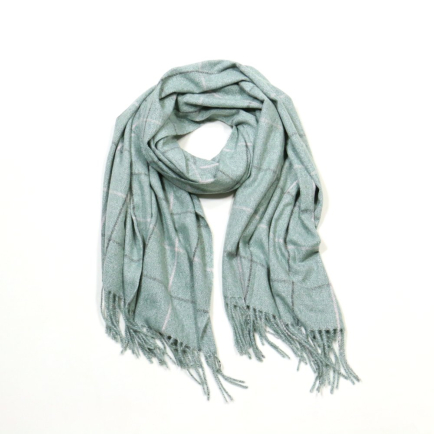 Echarpe douce motif carreaux laine acrylique 0724516 vert