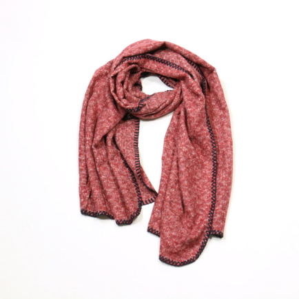 Echarpe chinée longue à carreaux pour femme 0724517 rouge bordeaux