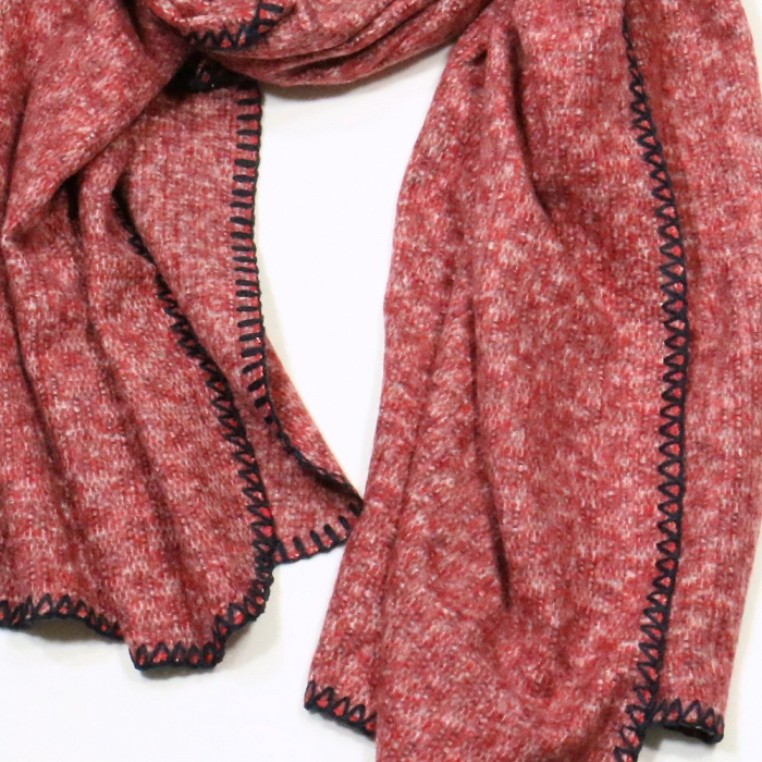 Echarpe chinée longue à carreaux pour femme 0724517 rouge bordeaux