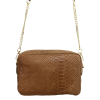 Sac à bandoulière box chaîne cuir véritable souple effet serpent femme 0923004 camel