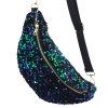 Sac banane synthétique sequins 0923515 bleu vert