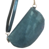 Sac banane cuir véritable lamé style métallisé 0924037 bleu canard