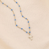 Collier acier inoxydable strass croix résine époxy femme 0124524 bleu