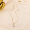 Collier minimaliste acier pendentif fleur 4 pétales strass 0124519 doré