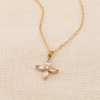 Collier minimaliste acier pendentif fleur 4 pétales strass 0124519 doré Collier minimaliste acier pendentif fleur 4 pétales strass 0124519 doré
