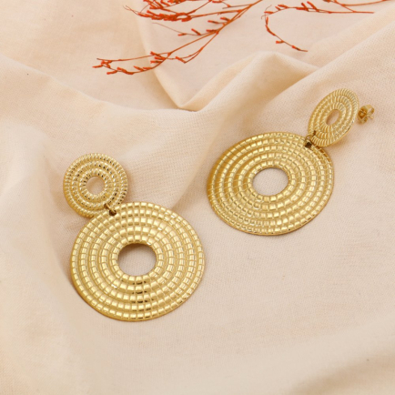 Boucles d'oreilles XL pendantes cercles texturés 0324591 doré