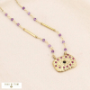 Collier acier inoxydable antique oeil chance pierre strass 0123580 violet