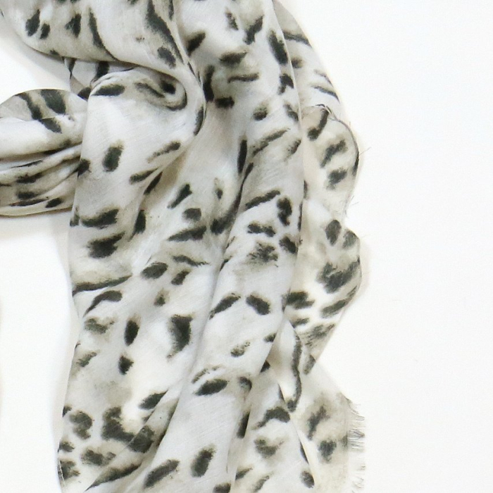 Foulard Léger Mousseline Coton Viscose Imprimé Tacheté 0725014 gris foncé