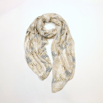 Foulard Mousseline Coton Viscose Motif Serpent 0725006 naturel/beige
