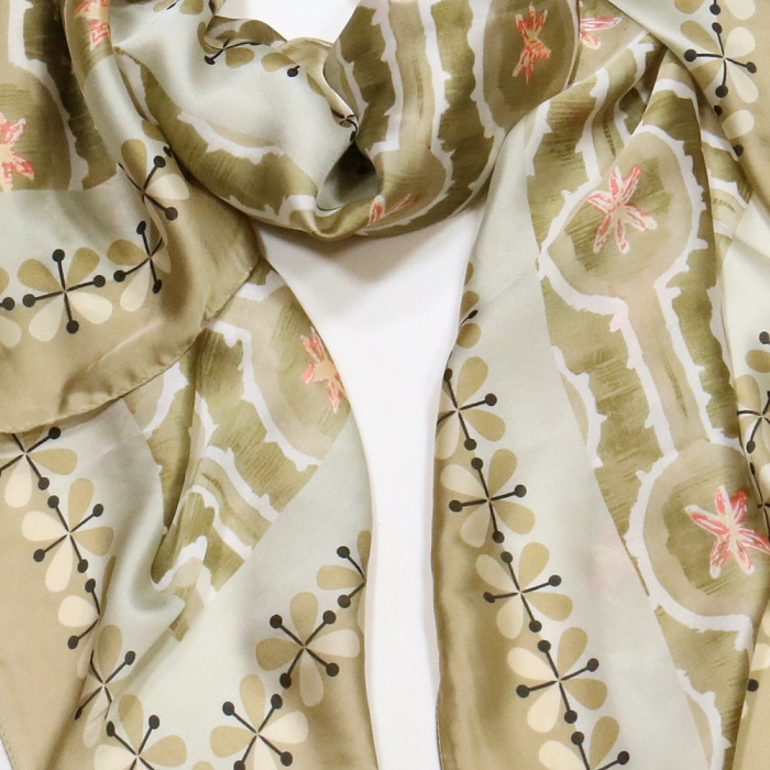Foulard Soie Viscose Floral Etoile 0725001 naturel/beige