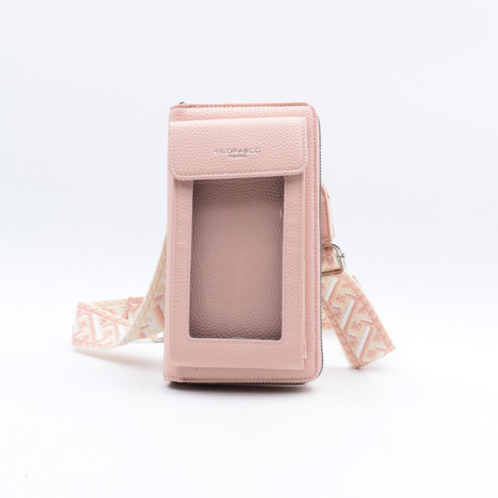 Sacoche smartphone Multifonction Flora&Co simili-cuir 0925001 rose