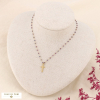 Collier Chapelet en Acier Inoxydable Doré et Perles de Cristal 0123585 violet