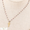 Collier Chapelet en Acier Inoxydable Doré et Perles de Cristal 0123585 violet Collier Chapelet en Acier Inoxydable Doré et Perles de Cristal 0123585 violet