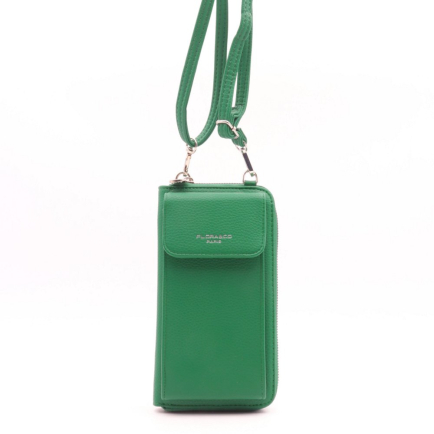 Portefeuille zippé Flora&Co simili-cuir avec poche extérieure pour teléphone/smartphone 0922042 vert