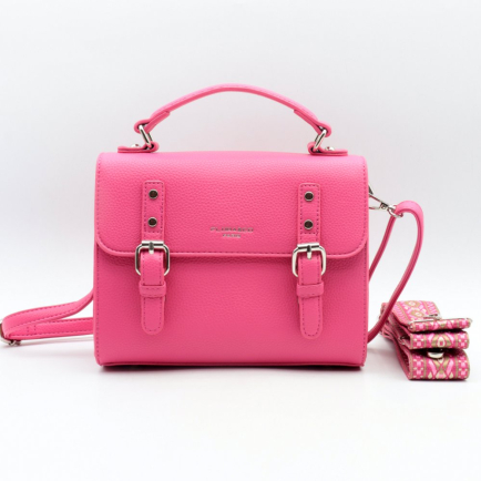 Sac à main Flora&Co style cartable simili-cuir rigide 0924011 fushia