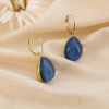 Boucles d'oreilles acier inoxydable résine forme goutte 0325072 bleu foncé