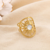 Bague Double-Anneaux Ajustable Soleil Acier Pierre ou Nacre 0425030 blanc