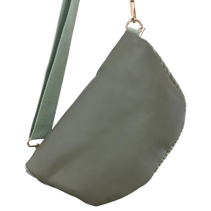 Sac Banane Synthétique Effet Raphia et Simili-Cuir 0925010 vert kaki