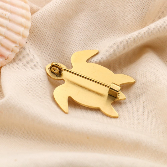 Broche Épingle Tortue Acier Inoxydable 30x30mm 0525006 doré