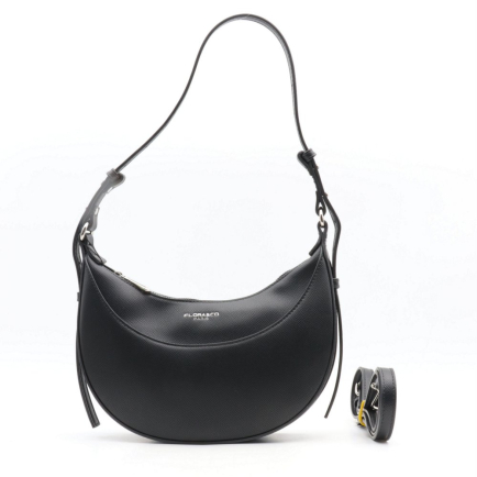 Sac porté épaule Flora&Co simili-cuir texturé demi-lune 0925013 noir