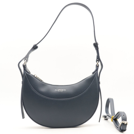 Sac porté épaule Flora&Co simili-cuir texturé demi-lune 0925013 bleu foncé