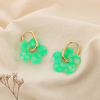 Boucles d'oreilles créoles acier inox fleur résine colorée 0325067 vert