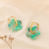 Boucles d'oreilles créoles acier inox fleur résine colorée 0325067 vert foncé