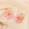 Boucles d'oreilles créoles acier inox fleur résine colorée 0325067 rose clair