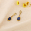 2 Charms Ovales Acier Inoxydable Pierre Bleue 0625010 bleu foncé