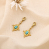 2 Charms Acier Inoxydable Doré Cabochon Pierre 0625017 bleu turquoise