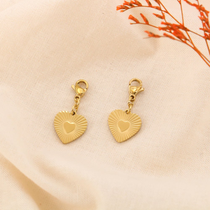 2 Charms Cœur Texturé Acier Inoxydable Doré 0625032 doré 2 Charms Cœur Texturé Acier Inoxydable Doré 0625032 doré