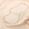 Collier chaîne mi-long acier grosse maille trombone 0125122 doré