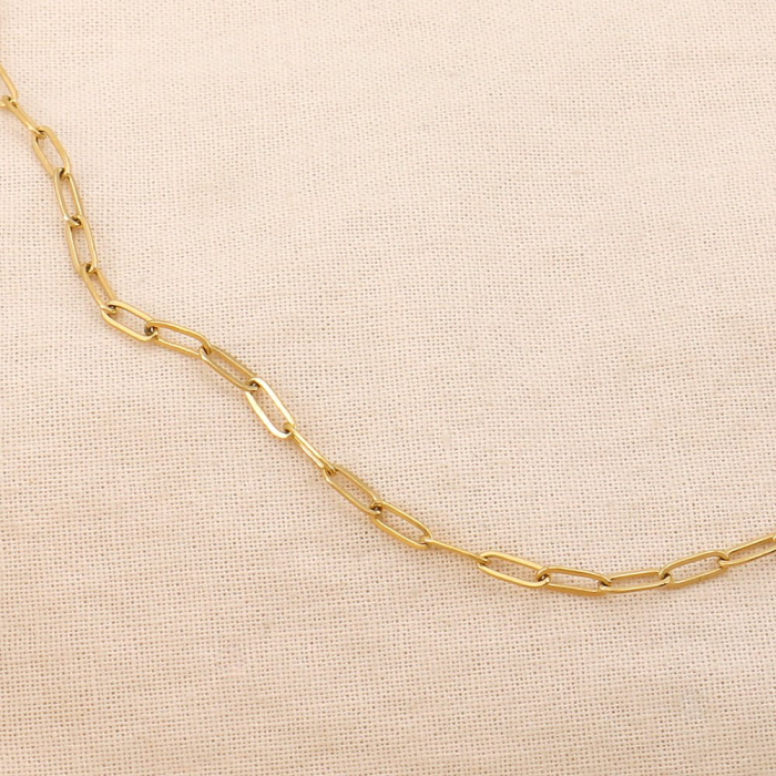 Collier chaîne acier inox maille trombone fine 0125123 doré