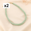 2 Colliers tissu coloré inoxydable pour charms 0125147 vert aqua
