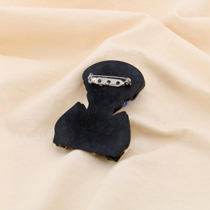 Broche fantaisie Femme rétro avec lunettes résine et métal 0525023 blanc