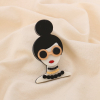 Broche fantaisie Femme chic aux lunettes rondes résine métal 0525030 noir/blanc