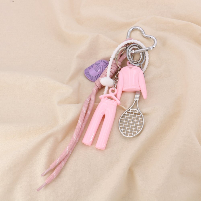 Bijou de sac ou porte-clés sport métal acrylique 0825005 rose Bijou de sac ou porte-clés sport métal acrylique 0825005 rose