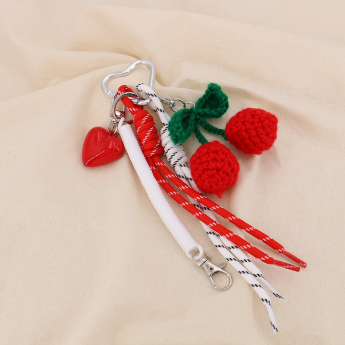 Bijou de sac ou porte-clés cerises cœur 0825017 multi Bijou de sac ou porte-clés cerises cœur 0825017 multi