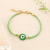 Bracelet double-rangs œil protecteur sur cordon tressé 0224068 vert
