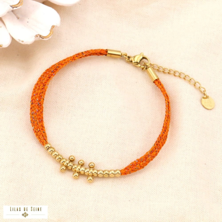 Bracelet tendance avec grappes de billes en acier inoxydable 0224070 orange