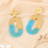 Boucles d’oreilles CLIP XXL vintage en acier inoxydable et résine 0324533 bleu