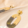 Boucles d’oreilles CLIP XXL vintage en acier inoxydable et résine 0324533 gris clair Boucles d’oreilles CLIP XXL vintage en acier inoxydable et résine 0324533 gris clair