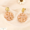 Boucles d’oreilles fleur oversize en acier inoxydable et résine 0324006 naturel/beige