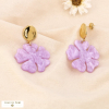 Boucles d’oreilles fleur oversize en acier inoxydable et résine 0324006 mauve