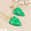 Boucles d’oreilles cœur oversize en acier inoxydable et résine 0324008 vert